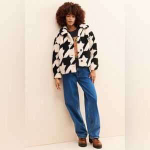 Black and White Houndstooth Women's Love Birds Houndstooth Coat [BLANKNYC]